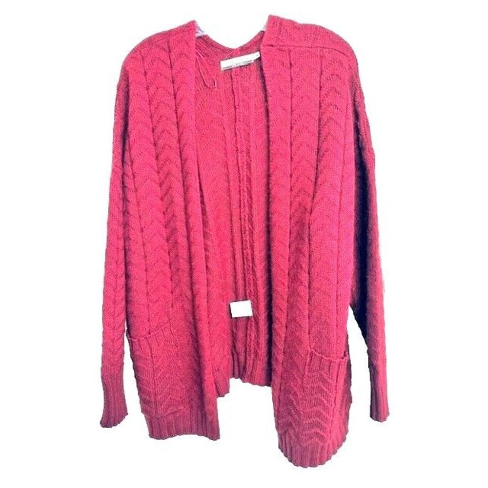 Chiaramante Made in Italy Burgundy Wool Blend Knitted Classic Cardigan Sweater M